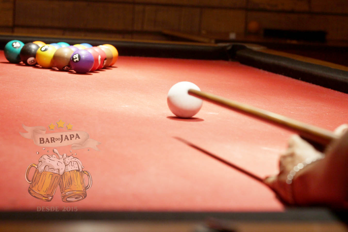 Mesa de sinuca e pebolim do Bar do Japa